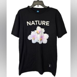 VAST Black Floral Nature Short Sleeve Graphic T-Shirt Size Large NWT